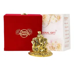 INTERNATIONAL GIFT Yellow Pagdi Ganesh God Idol Showpiece With Box-image-64