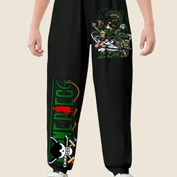MODARUE Boys Zoro Anime Printed Cotton Jogger Trousers-image-11