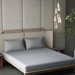 DDecor Grey 300 TC Bedsheet with 2 Pillow Covers-picture-39