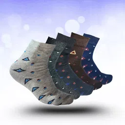MJE 5-Pcs Patterned Cotton Ankle Length Socks-image-62