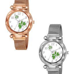 Gopal Shopcart Pack Of 2 Unisex Analogue Watches GR_379 Gold 315 379 Silver Green Dial-image-1