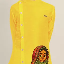 DEVOILER Boys Ethnic Motifs Regular Dupion Silk Kurta with Pyjamas image 4