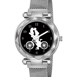 CSAMON Women Printed Dial & Bracelet Style Straps Analogue Watch GR 379SLV Cycle M-image-78