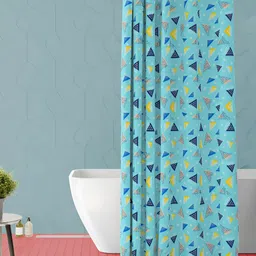 ArtzFolio Blue & Yellow Geometric Printed Waterproof Shower Curtain-image-81