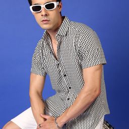 THE BEETEL HOUSE Men Relaxed Striped Printed Spread Collar Wrinkle Free Casual Shirt-image-60