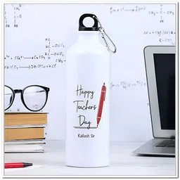 fnp White & Black Aluminium Typography Printed Water Bottle 750 ml-25