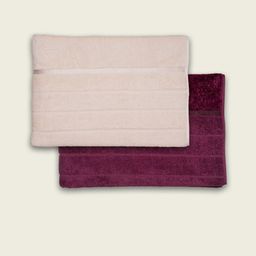 DAMENSCH Set Of 2 Beige & Maroon Cotton Bath Towels-13