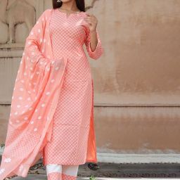 Vestimento Women Printed Regular Kurti with Trousers & With Dupatta-picture-11