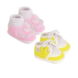 NESKA MODA 0 To 6 Month Newborn Baby 2 Pair Combo Soft Cotton Butterfly Frill and Lace Baby Booties-image-38