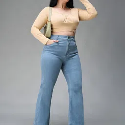 Miss Chase A+ Women Bootcut High-Rise Heavy Fade Stretchable Jeans-image-38