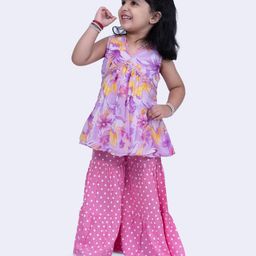Twisha Floral Printed V-Neck Empire A-Line Kurta With Sharara-picture-10