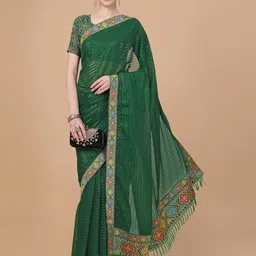 HERE&NOW Women Striped Embroidered Ready to Wear Saree-picture-49