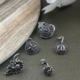 NAMAN ARTS Silver-Plated Stud Nosepin-image-24