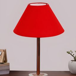 Aura Red & Brown Textured Metal Frustum Shaped Table Lamp-16