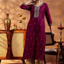 Tulip Eden Women Embroidered Sequinned Floral Kurta-image-86