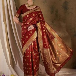 SHADOW & SAINING Ethnic Motifs Zari Silk Blend Banarasi Saree-picture-51