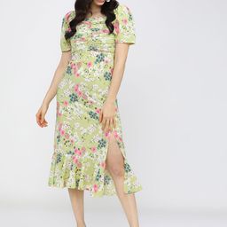 Tokyo Talkies Floral Print Square Neck Midi Sheath Dress-image-33