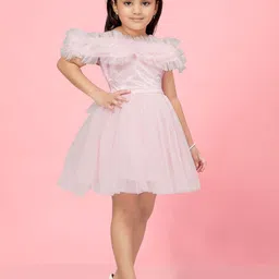 BAESD Flutter Sleeve Net Fit & Flare Dress image 3
