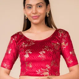 Bindigasm's Advi Printed Non-Padded Stretchable Velvet Saree Blouse-picture-18