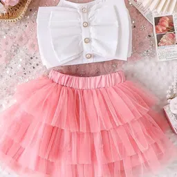 LULU & SKY Girls Pure Cotton Top With Skirt-picture-35