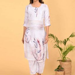 GOLDSTROMS Floral Printed Round Neck Maternity Kurta With Trousers-41