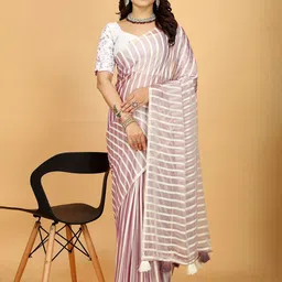 K 5 Fashion Striped Pure Georgette Saree-picture-11