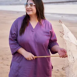 TITTLI Plus Size V-Neck Tunic With Trousers Co-Ords image 2