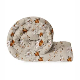 VAS COLLECTIONS Brown & White Floral Microfiber AC Room Single Bed Comforter-picture-5