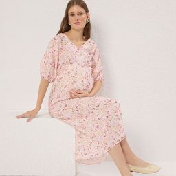 Trendyol Floral Printed Puff Sleeve A-Line Midi Dress-image-72