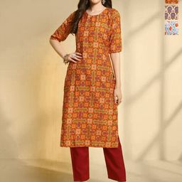 HERE&NOW Selection Of 3 Printed Straight Kurtas-image-76