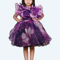 Modish Girls Floral Print One Shoulder Georgette Fit & Flare Dress-43