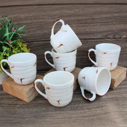 laghima jadon White Textured Ceramic Glossy Mugs Set of Cups and Mugs-21