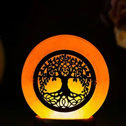eCraftIndia Brown Wooden Spherical Himalayan Salt Table Lamp-21