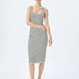 Koton Striped Bodycon Midi Dress-image-13