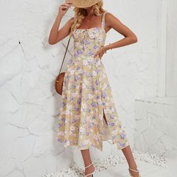 all about you Floral Print Fit & Flare Midi Dress-picture-34