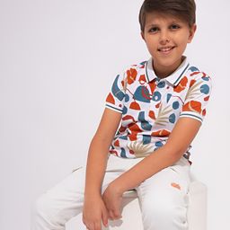 Jack & Jones Junior Boys Striped Polo Collar Applique T-shirt-image-84