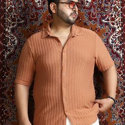 Instafab Plus Vertical Stripes Textured Comfort Spread Collar Cotton Shirt-picture-52