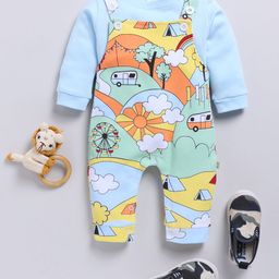 Moms Love Infant Boys Graphic Printed Cotton Dungaree & Sweatshirt-image-78