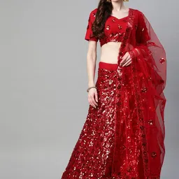 Fusionic Embroidered Semi-Stitched Lehenga & Unstitched Blouse With Dupatta-14