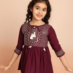 Miss & Chief Girls Embroidered Tie-Up Neck Top-image-83