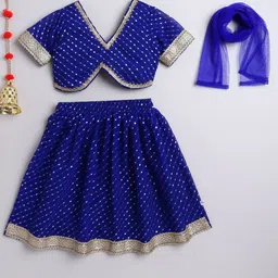 MANY FROCKS & Girls Printed Leheriya Ready to Wear Lehenga With Blouse & Dupatta-image-22