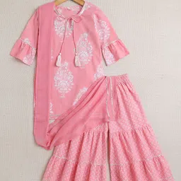 The Magic Wand Girls Floral Regular Pure Cotton Kurta with Sharara-picture-32