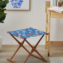 Chumbak Blue Paisleys Printed Bistro FoldableStool-36