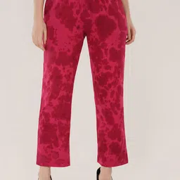 PRRODALITY Women Tie-Dye Printed Mid-Rise Pure Cotton Elastic Waist Regular Trousers-image-51