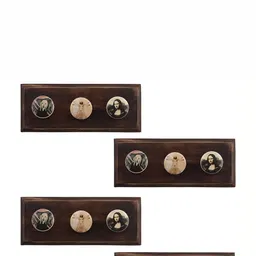 Indianshelf Set Of 4 Brown Printed Wooden Hooks-7