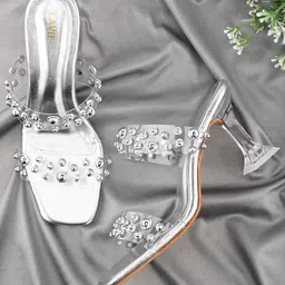 Lavie Embellished PU Party Slim Heeled Peep Toes-picture-38