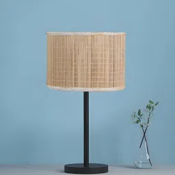 Aura Beige Traditional Cylindrical Shaped Table Lamp-image-100