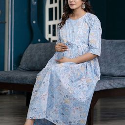 Nayo Floral Print Maternity Maxi Dress-image-92