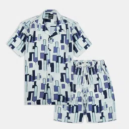 CAVIO Boys Printed Cuban Collar Pure Cotton Shirt With Shorts-image-22