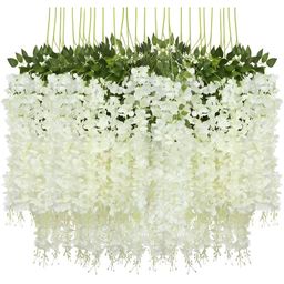 Nutts White 6 Pieces Hanging Orchid Artificial Flowers-3